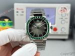 GR Factory Patek Philippe Nautilus Swiss 9015 Movement Women Green Diamond Bezel Grey Gradient Face Watch 35.2mm 